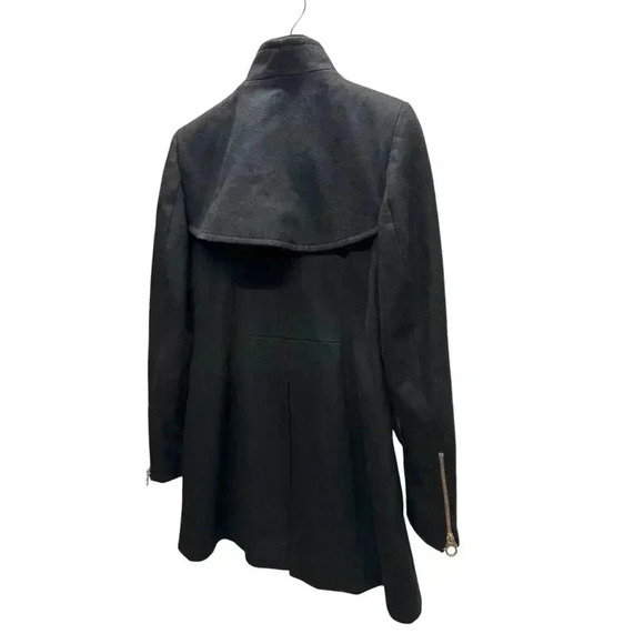 Laundry By Design Wool Front Zip Fit-and-Flare Black Peacoat Gold Hardware Sz S - Picture 8 of 14